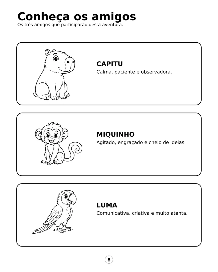 Personagens do Farofa em atividade pronta para receber novas cores