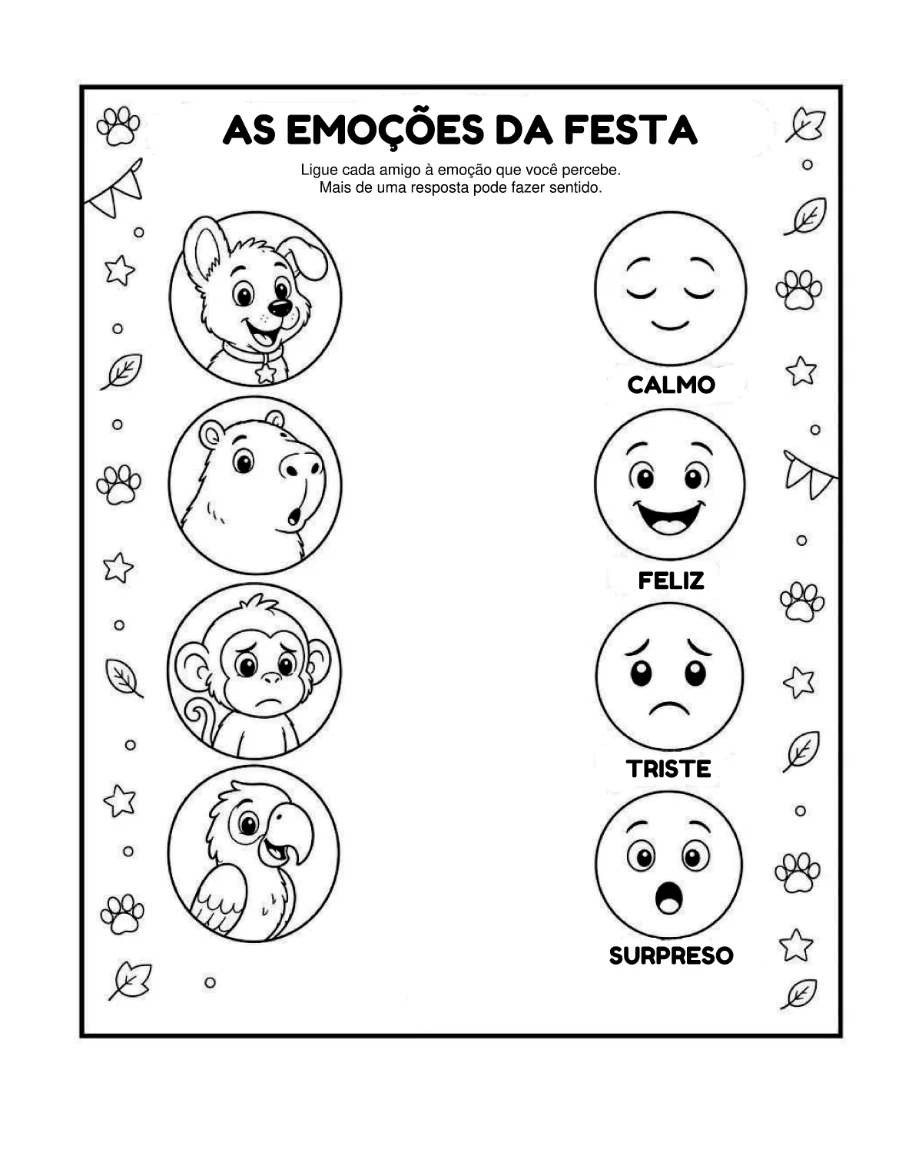 Atividade do livro sobre as emoções dos personagens